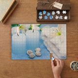 Mavi Mumlar - Beyaz Çiçekler - Terapi Tasarımı 240 Parça Ahşap Puzzle Ahşap Kutuda MP02028