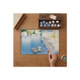 Mavi Mumlar - Beyaz Çiçekler - Terapi Tasarımı 240 Parça Ahşap Puzzle Ahşap Kutuda MP02028