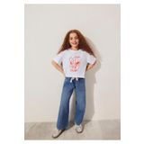 Mavi MVJNS Baskılı Crop Beyaz Tişört Loose Fit / Bol Rahat Kesim -620 7610275