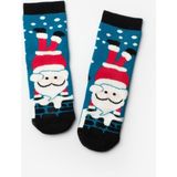 Mavi Noel Baba Desenli Kız Çocuk Yılbaşı Çorap - 1 - 3 Yaş