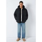 Mavi Oversize Kesim Kapüşonlu Siyah Şişme Mont Erkek Dokuma Kumaş ve Rahat Tasarım 0110756-71379 - XL