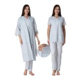 Mavi Pamuklu Fistolu Sabahlıklı Hamile Lohusa Pijama Takımı Effort, 2XL, B9024EF-19804IGP27193046