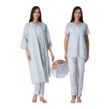 Mavi Pamuklu Fistolu Sabahlıklı Hamile Lohusa Pijama Takımı Effort, S, B9024EF-19804IGP27193042