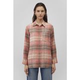 Mavi Pamuklu Loose Fit Kareli Bayan Gömlek 1210609-85860 Turuncu-Pembe