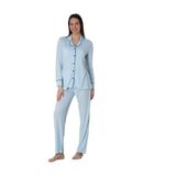 Mavi Pamuklu Önden Düğmeli Kadın Pijama Takımı Effort, M, EF8097-198IGP101337