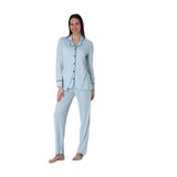 Mavi Pamuklu Önden Düğmeli Kadın Pijama Takımı Effort, XL, EF8097-198IGP101339