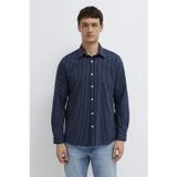 Mavi Pamuklu Regular Fit Çizgili Uzun Kollu Erkek Gömlek 0212004-91566 LACİVERT-BEYAZ