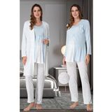Mavi Pamuklu Sabahlıklı Hamile Lohusa Pijama Takımı, M, EFF9068-198IGP101877