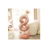 MAVİ PARTY 8 Yaş Rose Rakam Ve Kral Tacı Folyo Balon Doğum Günü