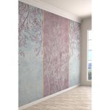 Mavi Pembe Çiçekli Panelli Tekstil Duvar Kağıdı, 150 x 100