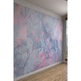 Mavi Pembe Soyut Dallı Sanatsal Tekstil Duvar Kağıdı, 450 x 280