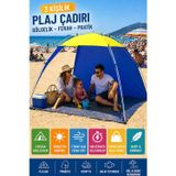 Mavi - Plaj Çadırı Tentesi 200x170x150 cm Yarı Otomatik Gölgelik Kamp Piknik Taşınabilir Tente
