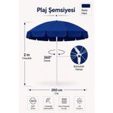 Mavi Plaj Şemsiyesi 200 Cm Çap/10 Telli, Eğim Verilebilir