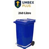 Mavi Plastik Metal Pedallı Çöp Konteyneri 240 Litre Konteyner - Isıya Dayanıklı Malzeme -