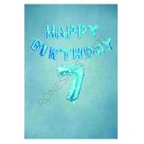 Mavi Puanlı Happy Bırthday ve Rakam Folyo Balon Seti Yaş 7