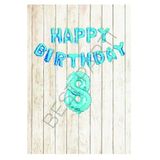 Mavi Puanlı Happy Bırthday ve Rakam Folyo Balon Seti Yaş 8