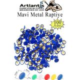 Mavi Raptiye 100 Adet 1 Paket Renkli Pvc Kaplı Başlıklı Raptiye Plastik Yuvarlak Düğmeli Raptiye Pano Okul Ofis Büro