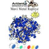 Mavi Raptiye 50 Adet 1 Paket Renkli Pvc Kaplı Başlıklı Raptiye Plastik Yuvarlak Düğmeli Raptiye Pano Okul Ofis Büro Ev