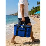 Mavi Renk 22 Litre Termal Piknik Ve Taşıma Çantası – Su Geçirmez Kumaş, Kalın Yalıtımlı İç Kaplama, 2 Bölmeli Soğuk-Sıcak Tutucu Çanta (39X27x23 Cm)