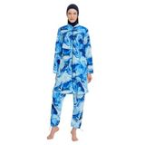 Mavi Renk Zarafeti ve Paraşüt Kumaş Tam Kapalı Tesettür Mayo R070 Nil (Koyu Lacivrert, 3XL)