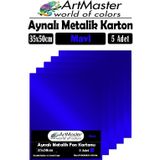 Mavi Renkli 35X50 Metalik Aynalı Fon Kartonu 5 Adet 1 Paket Artmaster Metalik Aynalı Fon Kartonu