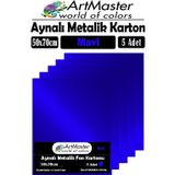 Mavi Renkli 50X70 Metalik Aynalı Fon Kartonu 5 Adet 1 Paket Artmaster Metalik Aynalı Fon Kartonu