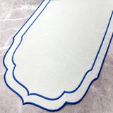 Mavi Renkli Çift Sargı Nakışlı 40 x 140 cm Keten Efektli Runner - 40 x 140 cm