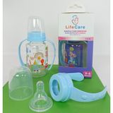 Mavi Renkli Kulplu Cam Biberon 125ML, Sağlıklı ve Şık Tasarım - Ahşap - Ceviz