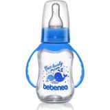 Mavi Renkli, Şık ve Kullanışlı Kulplu Cam Biberon, 120 Ml, Hijyenik ve Dayanıklı. - Ahşap - Ceviz