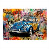 Mavi Retro Vosvos Çizimi Art Mdf Poster 50cmX 70cm