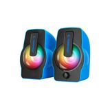 Mavi - Rgb Işıklı 1+1 Hoparlör Speakaer Set Usb Kablo 2.0 Multimedya - 6W (5250)