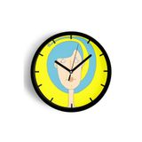 Mavi Saç Modern Duvar Saati - 25cm - Önü Camlı Siyah Kasa - Sessiz Mekanizma, JH0286S25SKP