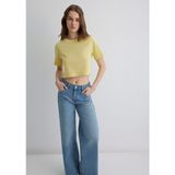 Mavi Sarı Crop Basic Tişört 1613072-71285