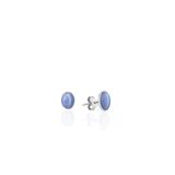 Mavi Sedef Taşlı Oval Gümüş Küpe 0.8X0.6cm [Oyok374]