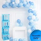 Mavi Şeffaf Balon Kutusu 4'lü Set, BABY Harfli