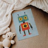 Mavi Sevimli Robot Çocuk Odası Duvar Posteri Çerçeveli Tablo Duvar Dekorasyonu - 30 x 40 - Çerçevesiz Poster