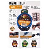 Mavi Şifreli Bisiklet Kilidi 80 Cm 1 Adet K-3675 Çelik Halat Plastik Kaplamalı Bisiklet Kiliti Scooter Kapı Şifreli