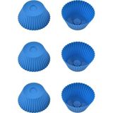 Mavi Silikon Mini Brownie ve Muffin Kalıbı, 7x3 cm, Cupcake Kalıbı, BPA İçermez, 6 Adet