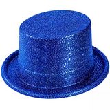Mavi Simli Glitter Silindir Parti Şapkası