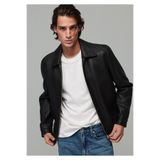 Mavi Siyah Deri Ceket Loose Fit / Bol Rahat Kesim 0120257-71379