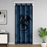 Mavi Siyah Dolap Kapı Örtüsü Yatak Odası Oturma Odası için Perde 150 x 203 cm Çocuklar için Ejderha Kapı Perdesi Kapı Perdesi Egzotik Çiçekli Pencere Uygulamaları için Boho Çiçek Odası Bölücü Perde