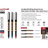 Mavi Siyah Kırmızı Pilot Kalem 3 Adet Uniball Eye Broad 1.0 mm Roller Pilot Kalem UB-150-10 Rolle - Çok Renkli