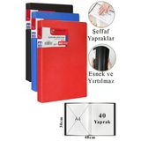 Mavi Siyah Kırmızı Sunum Dosyası 40 Lı 3 Adet Poşet Dosyalı Katalog Dosyası 40 Poşetli Kendinden Dosya Plastik Kapaklı
