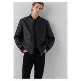 Mavi Siyah Suni Deri Bomber Ceket Regular Fit / Normal Kesim 0110906-71379