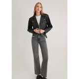 Mavi Siyah Suni Deri Crop Ceket 1110375-900 - Siyah-900
