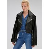 Mavi - Siyah Suni Deri Crop Ceket 1110375-900