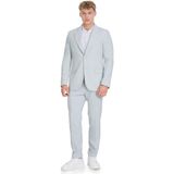 Mavi Slim Fit Sivri Yaka Keten Takım Elbise - 48