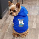 Mavi Smiley Baskili ici polarli Köpek Kıyafeti Sweatshirt