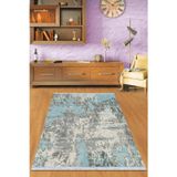 Mavi Spor Desen Dokuma Pamuk Taban Kaymaz Kilim Klm200