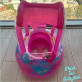 Mavi Su Dünyası Gölgelikli Bebek Deniz Simidi Pembe Renk 71CM*60CM 0-3 Yaş İçin Kolay Şişme